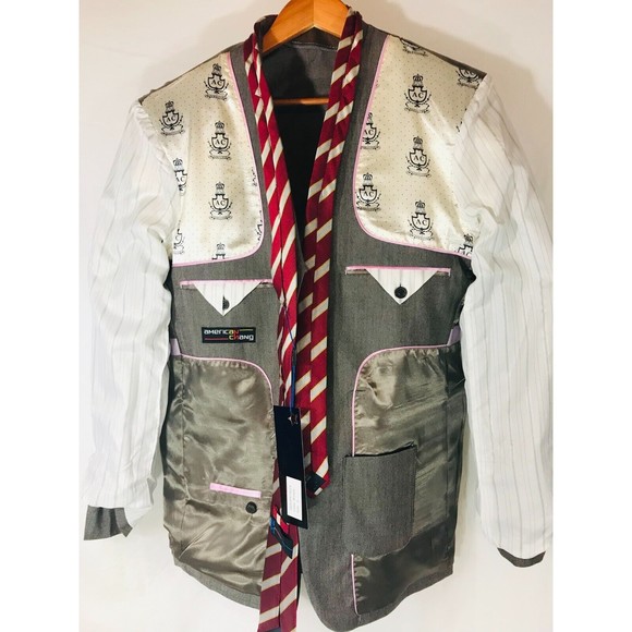 American Chang 3 Button Funky Men's Blazer Size L Steampunk Eccentric Grandpa - Picture 8 of 16